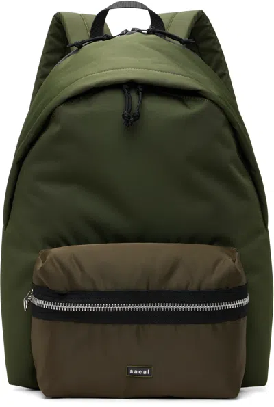 Sacai Pocket Top Handle Backpack In Green
