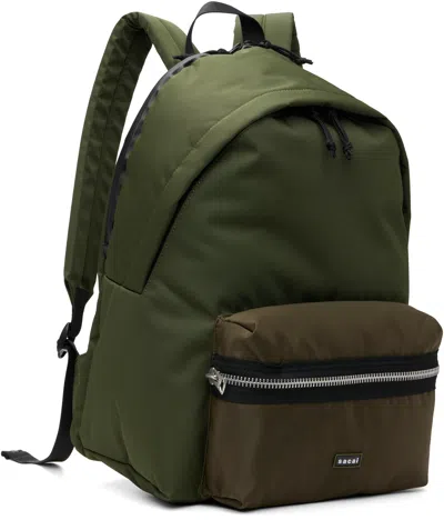 Sacai Pocket Top Handle Backpack In Green