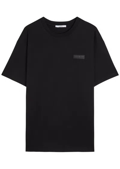 Givenchy Black Crewneck T-shirt With Logo Patch On The Front In Cotton Man