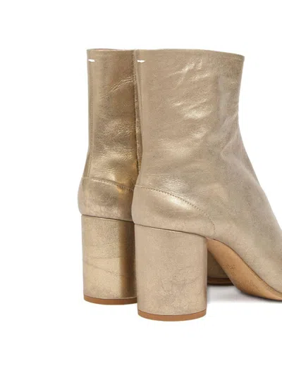 Maison Margiela 80mm Tabi Metallic Leather Split-toe Ankle Boots In Multi