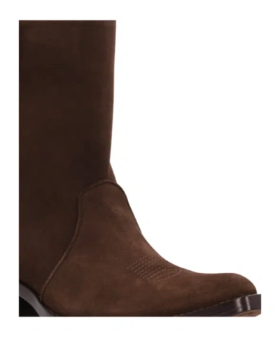 Khaite Brown Calf Leather Bos Taurus Ankle Boots In Brown