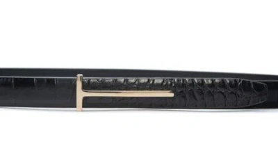 Tom Ford Slim T Leather Belt In Black
