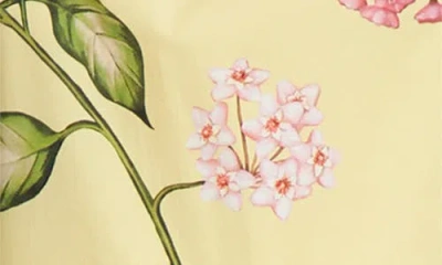 Oscar De La Renta Sleeveless Porcelain Flower Waist-tie Midi Dress In Yellow