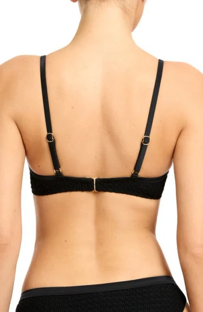 Robin Piccone Open Stitch Triangle Bikini Top In Black