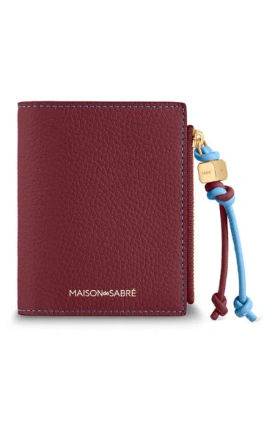 Maison De Sabre Pebbled Bifold Leather Wallet In Burgundy