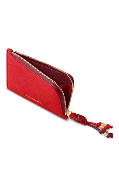 Maison De Sabre Pebbled Leather Zip Card Holder In Yellow