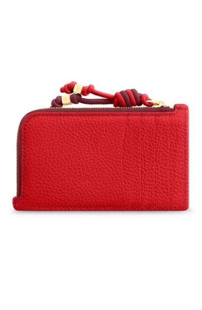 Maison De Sabre Pebbled Leather Zip Card Holder In Yellow