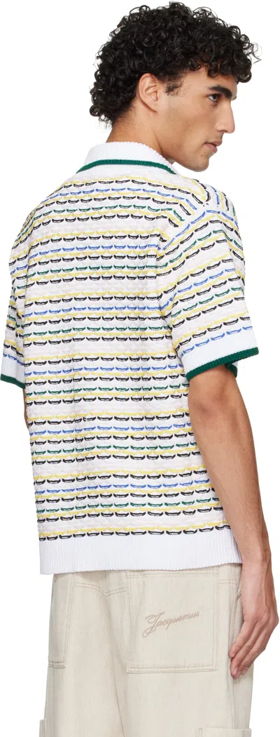 Casablanca Cotton Tuck Stitch Button-up Sweater In Multi