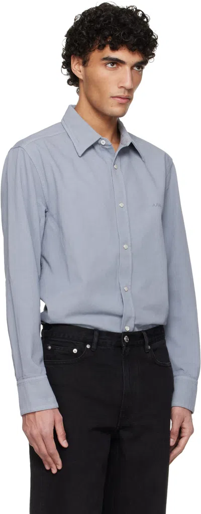 A.p.c. Blue Embroidered Overshirt In Blue