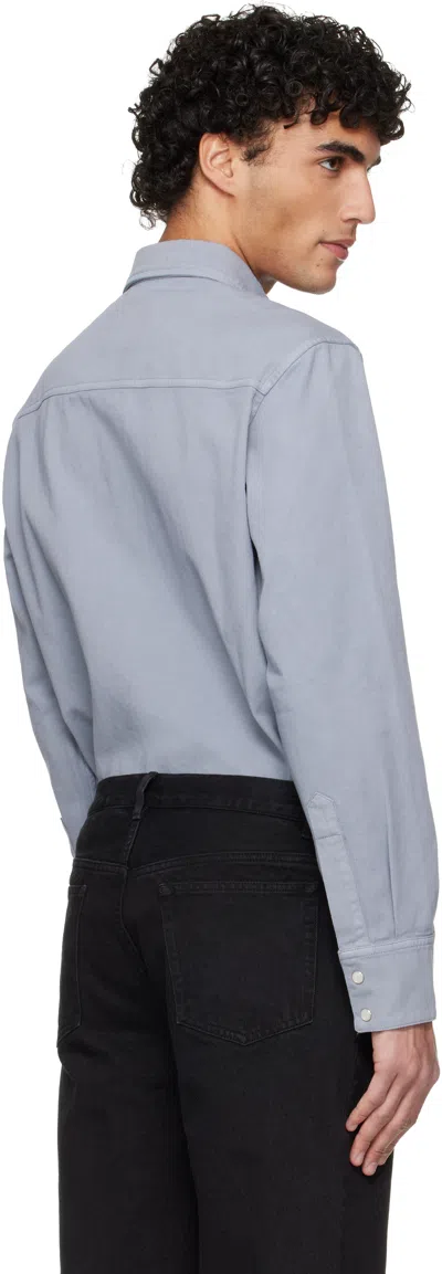 A.p.c. Blue Embroidered Overshirt In Blue