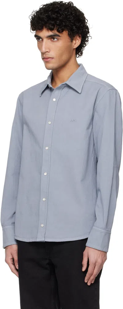 A.p.c. Blue Embroidered Overshirt In Blue