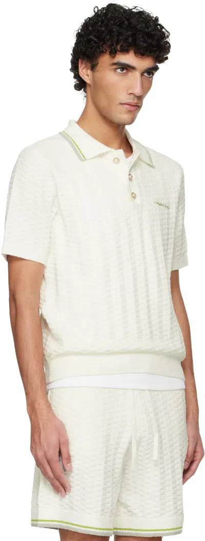Casablanca Tennis Boucle Polo Shirt In White