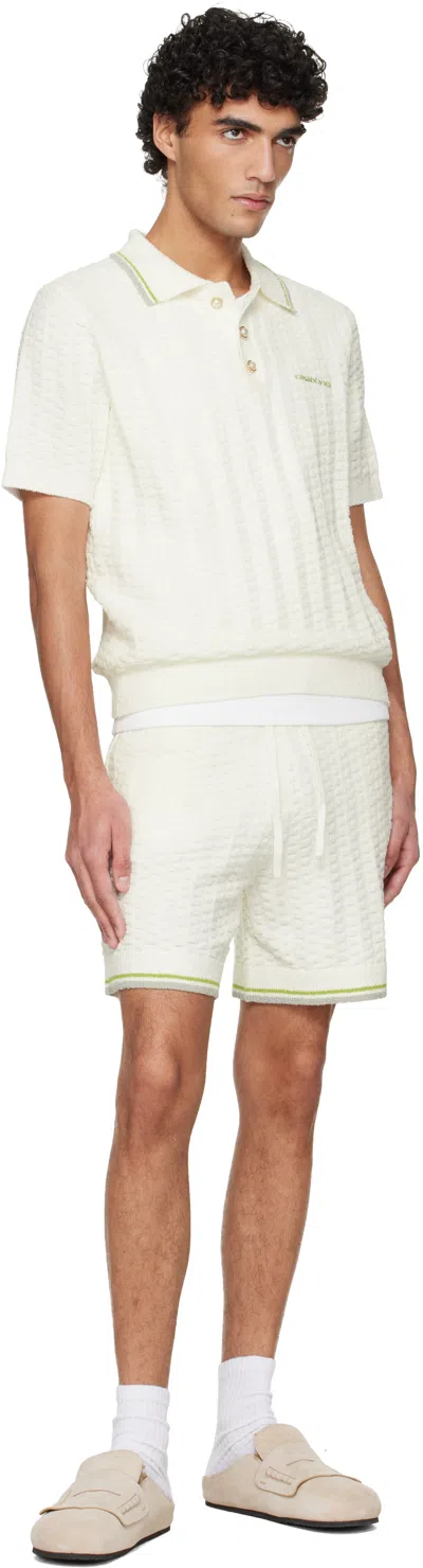 Casablanca Tennis Boucle Polo Shirt In White
