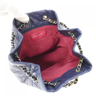 Pre-owned Chanel Black Navy Leather Backpack () In Multi