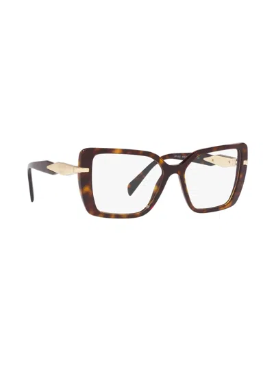 Prada Geometric-frame Glasses In Brown