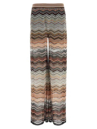 Missoni Sequin-embellished Striped Metallic Crochet-knit Wide-leg Pants In Multi