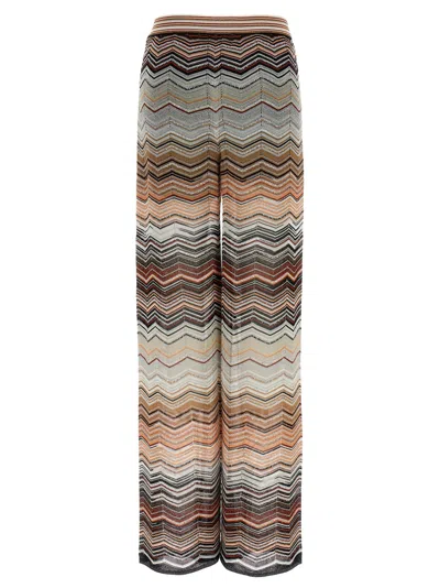 Missoni Sequin-embellished Striped Metallic Crochet-knit Wide-leg Pants In Multi