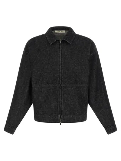 Fear Of God Essential Denim Zip Shirt Jacket In Black