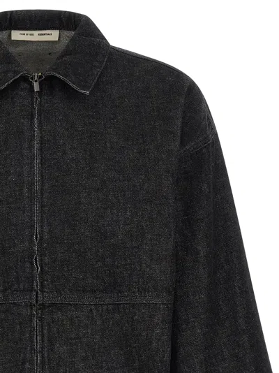 Fear Of God Essential Denim Zip Shirt Jacket In Black