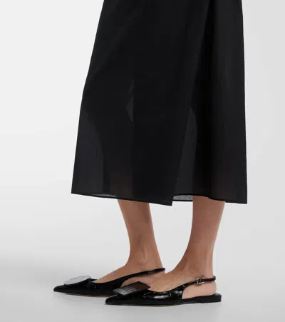 Jacquemus Drap Cotton-blend Poplin Midi Dress In Black