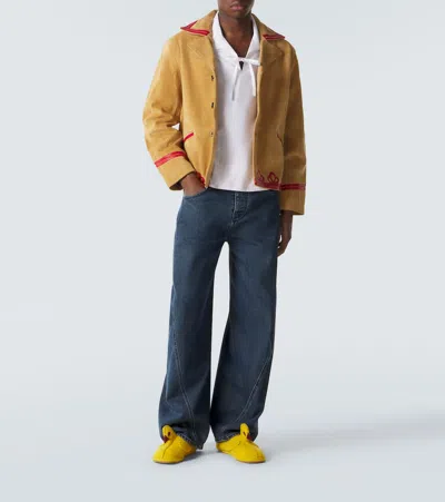 Bode Mens Cotton Maze Long-sleeve Shirt In White