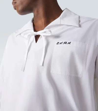 Bode Mens Cotton Maze Long-sleeve Shirt In White