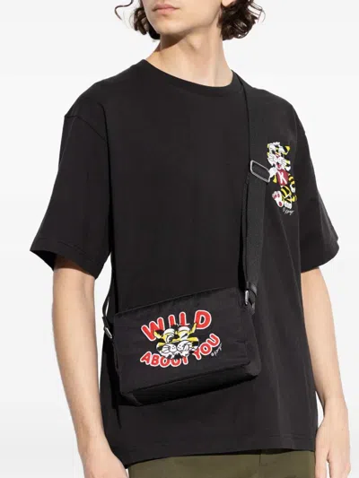 Kenzo Messenger Bag Rectangular Shape Graphic Print Strap In Black