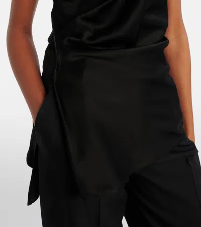 Victoria Beckham Chain-embellished Gathered Satin Top In Black