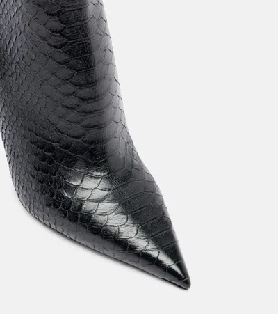 Paris Texas Vera 105 Snake-effect Leather Ankle Boots In Black