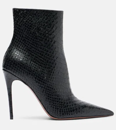 Paris Texas Vera 105 Snake-effect Leather Ankle Boots In Black