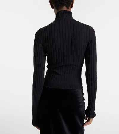 Balenciaga Cotton Rib Knit Heart Cutout Sweater In Black