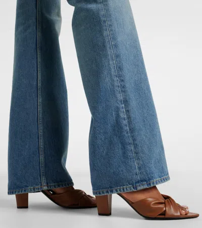 Saint Laurent Dark Macadamia Nappa Leather Franciane Mule Sandals In Multi