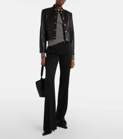 Nili Lotan Hadley Leather Cropped Jacket In Black