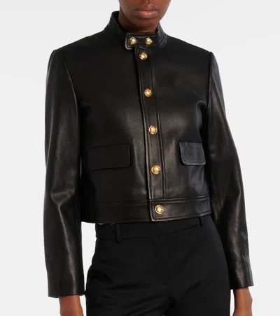 Nili Lotan Hadley Leather Cropped Jacket In Black