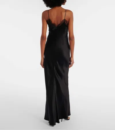 Nili Lotan Sylas Lace-trim Silk Maxi Slip Dress In Black