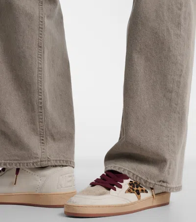 Golden Goose Ballstar White Low Top Sneakers With Glittered Star Patch On The Side And Glittered Heel With Logo L In Multi