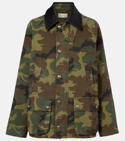 Nili Lotan Casual Jacket High Collar Camouflage Pattern Pockets In Green