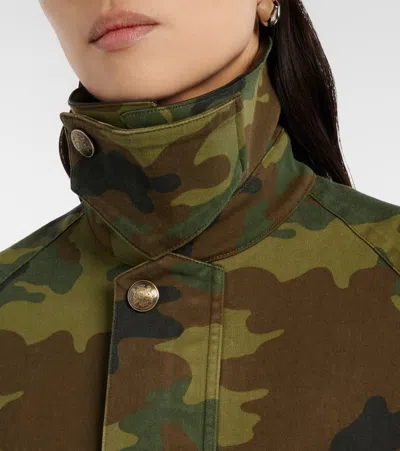 Nili Lotan Casual Jacket High Collar Camouflage Pattern Pockets In Green