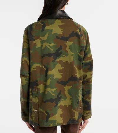 Nili Lotan Casual Jacket High Collar Camouflage Pattern Pockets In Green