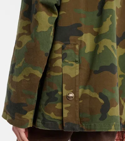 Nili Lotan Casual Jacket High Collar Camouflage Pattern Pockets In Green