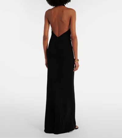 Nili Lotan Lita Convertible Jersey Halterneck Gown In Black