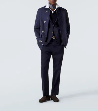 Dunhill Collared Long-sleeved Sweatshirt In Blue