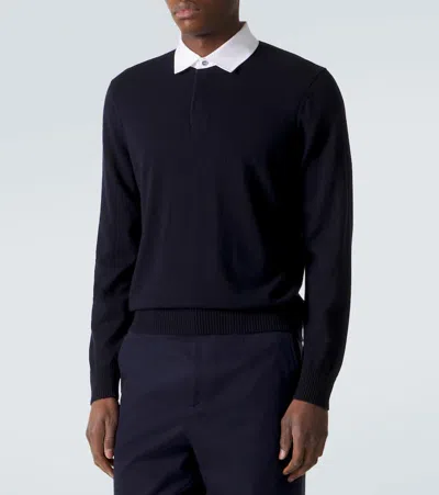 Dunhill Collared Long-sleeved Sweatshirt In Blue
