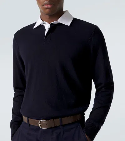 Dunhill Collared Long-sleeved Sweatshirt In Blue