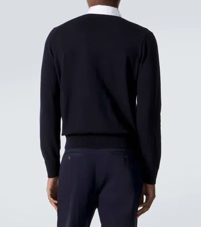 Dunhill Collared Long-sleeved Sweatshirt In Blue