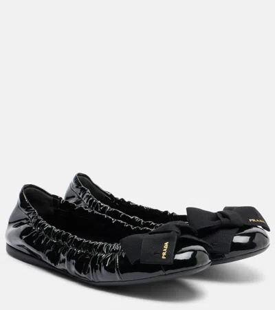 Prada Women Black Leather Ballet Flats, 3.5 Luxury Ballet Flats For Women Darveys