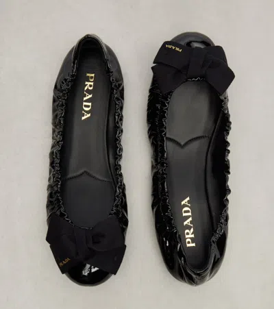 Prada Women Black Leather Ballet Flats, 3.5 Luxury Ballet Flats For Women Darveys