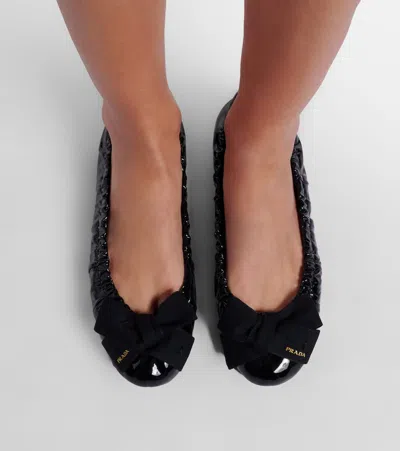Prada Women Black Leather Ballet Flats, 3.5 Luxury Ballet Flats For Women Darveys