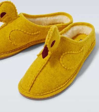 Bode Wool-blend Slippers In Yellow