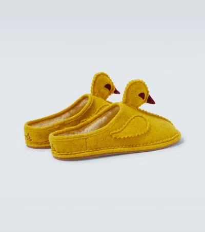 Bode Wool-blend Slippers In Yellow